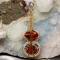 Carnelian Agate Fiddle Wire Wrap Pendant 4 Inch