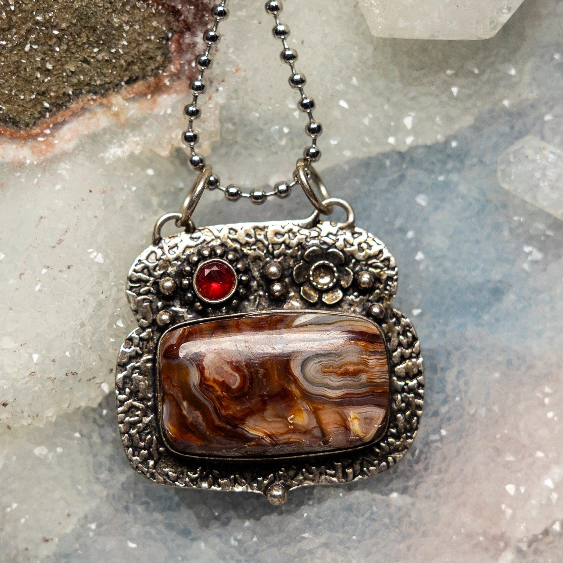 Crazy Lace Agate 925 Sterling Silver Pendant