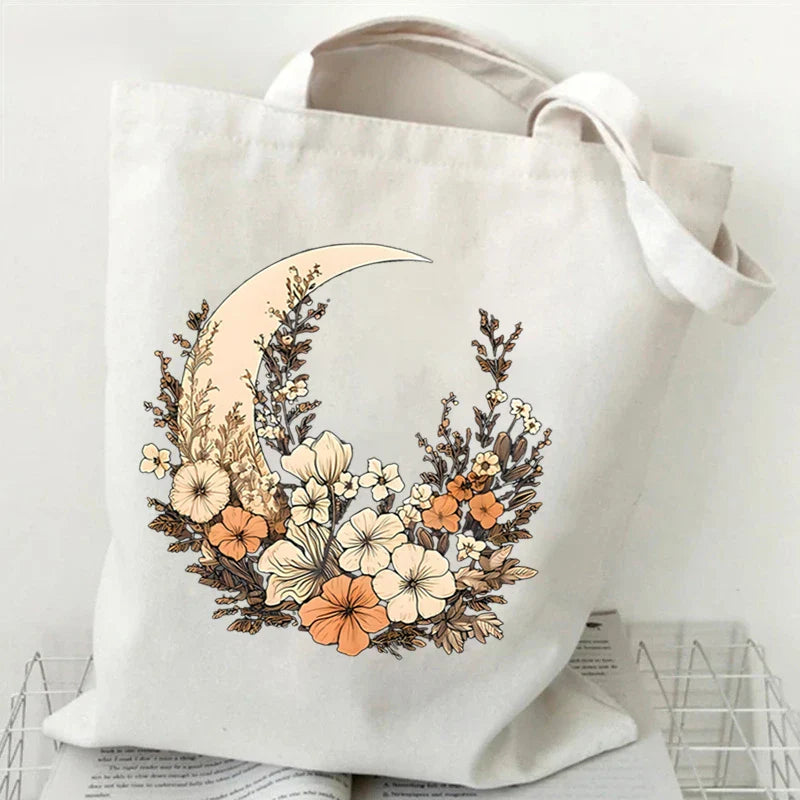 Witchy Floral & Moon Tote Bags