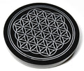 4" Obsidian, Black Flower of Life altar tile