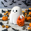 Light Up Ghost Pumpkin Statue