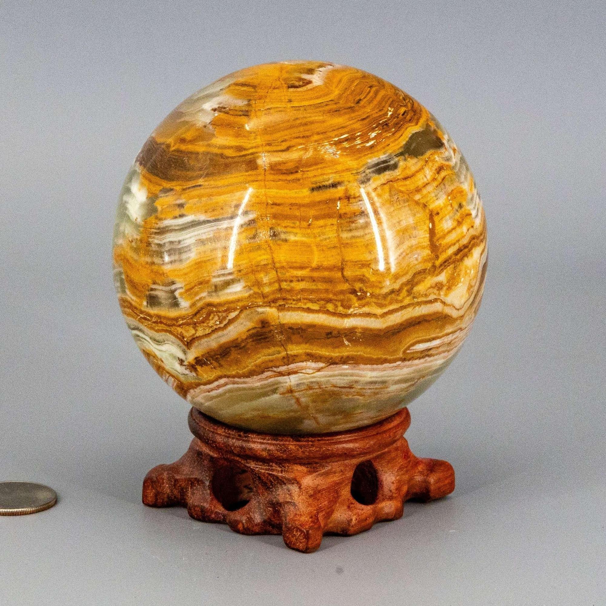 Green Onyx Sphere with Stand | XL 100mm 1367g