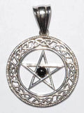 Pentacle black obsidian pendant