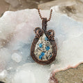 K2 Jasper Crystal Wire Wrap Pendant Copper Azurite Stone