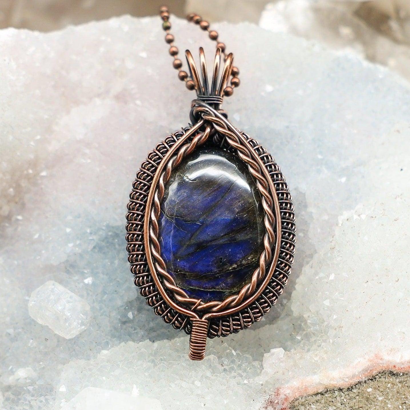 Labradorite Wire Wrap Crystal Pendant