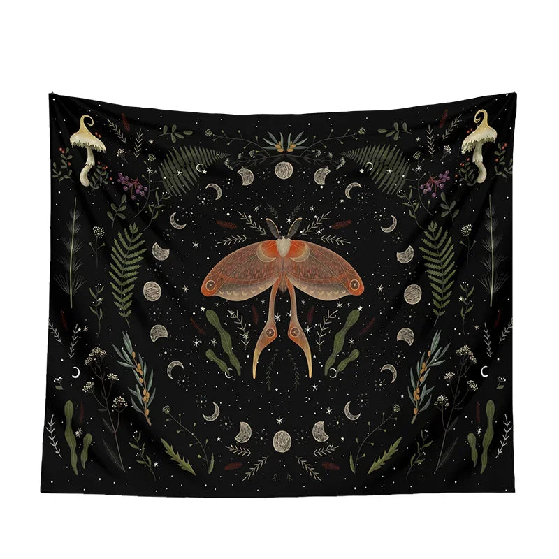Moon Phase Black Tapestries