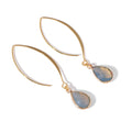 Crystal Faceted Teardrop Gold Earrings