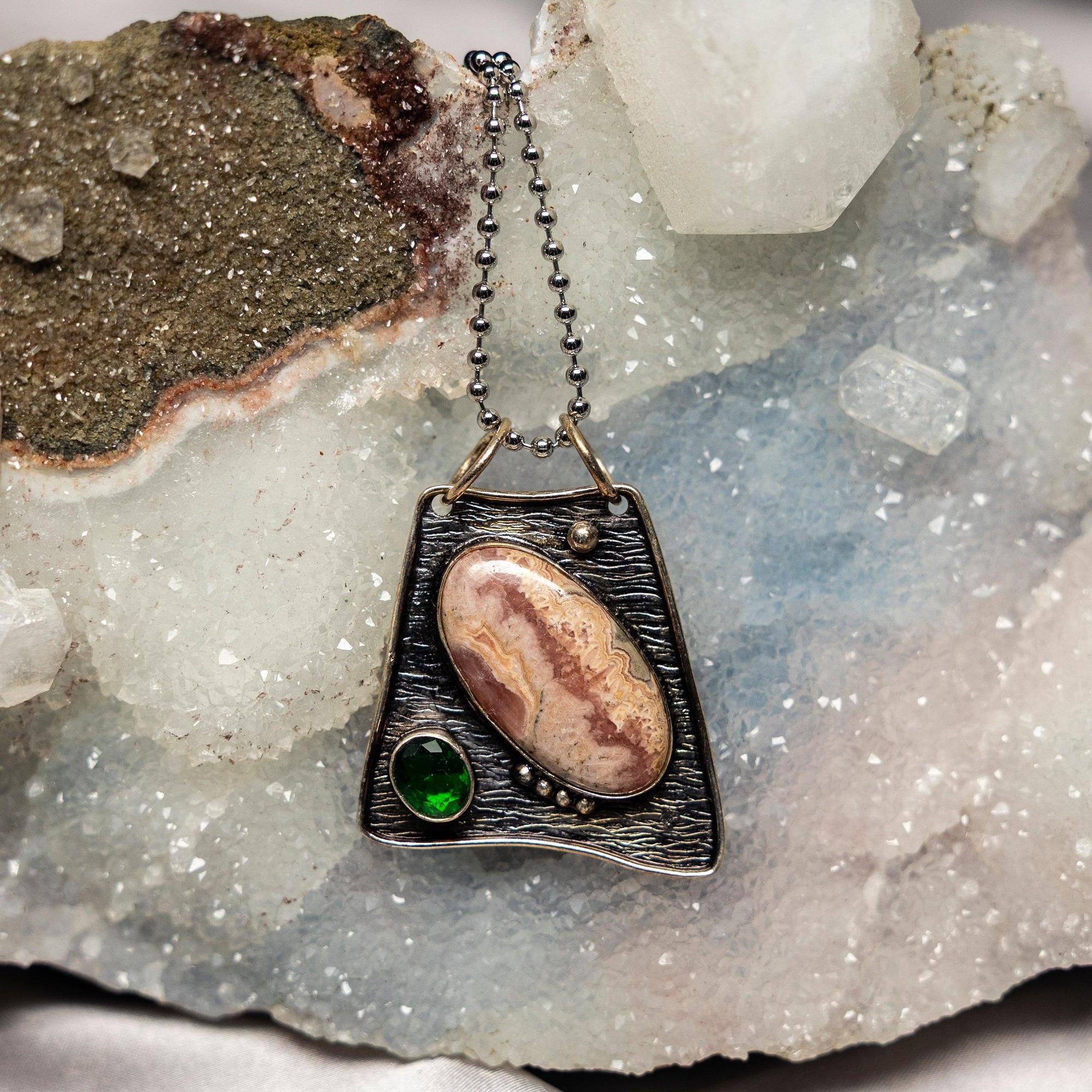 Rhodochrosite 925 Sterling Silver Pendant