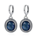 925 Sterling Silver Stone Oval Earrings