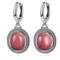 925 Sterling Silver Stone Oval Earrings