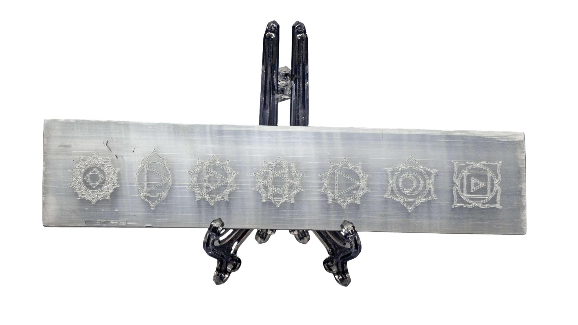 Selenite 7 Chakra Symbol Charging Plate