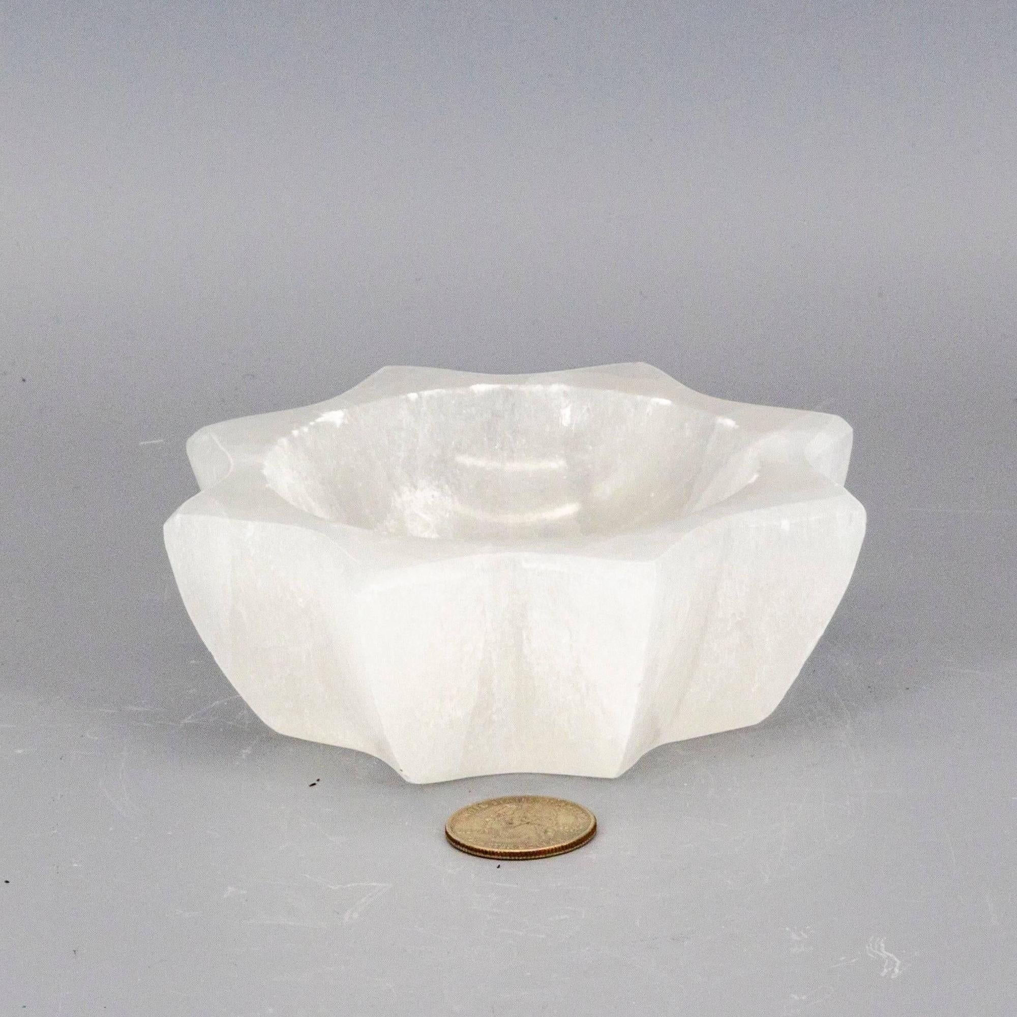 Selenite Crystal Carved Eight-Point Star Altar Bowl