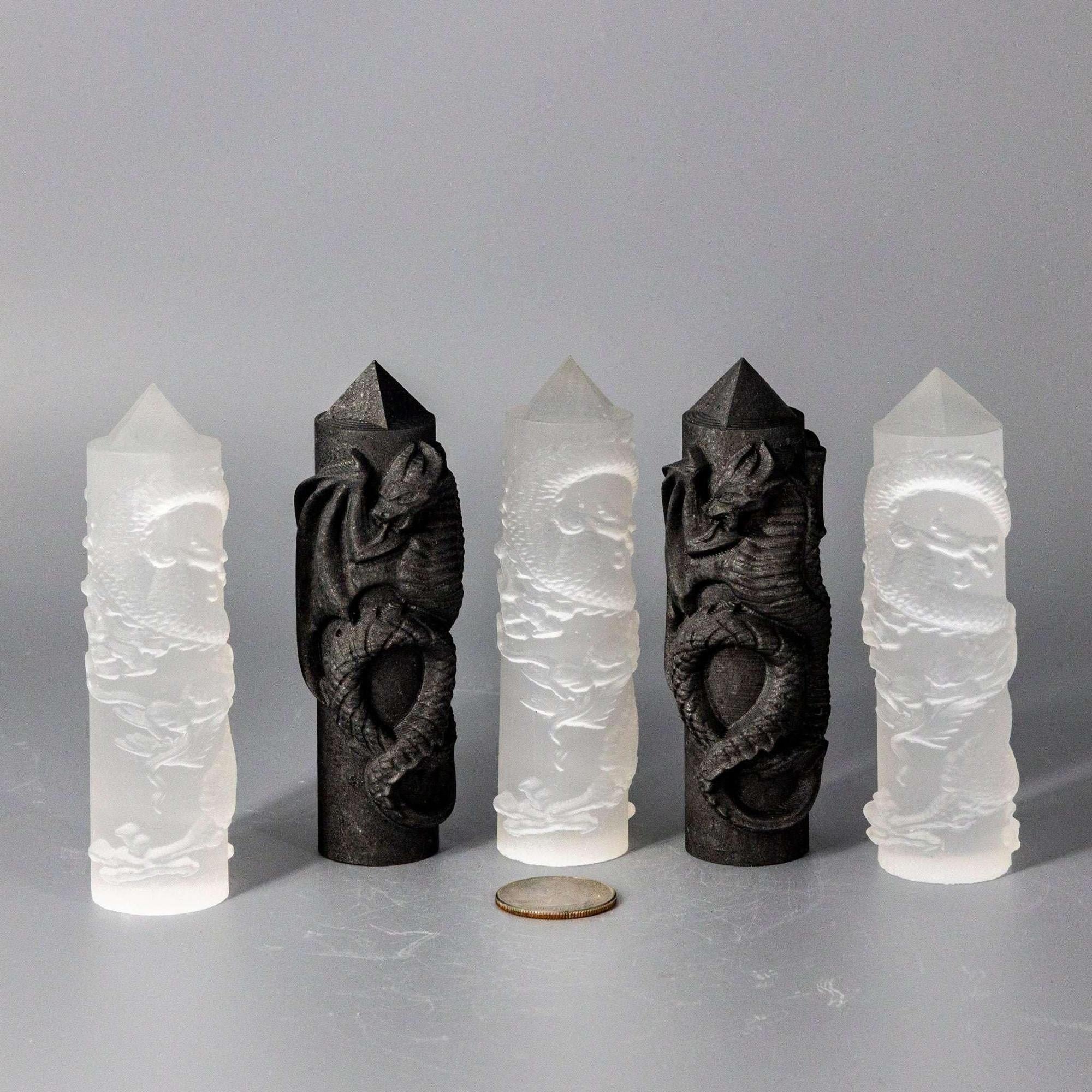 Selenite Shungite CNC Carved Dragon Towers