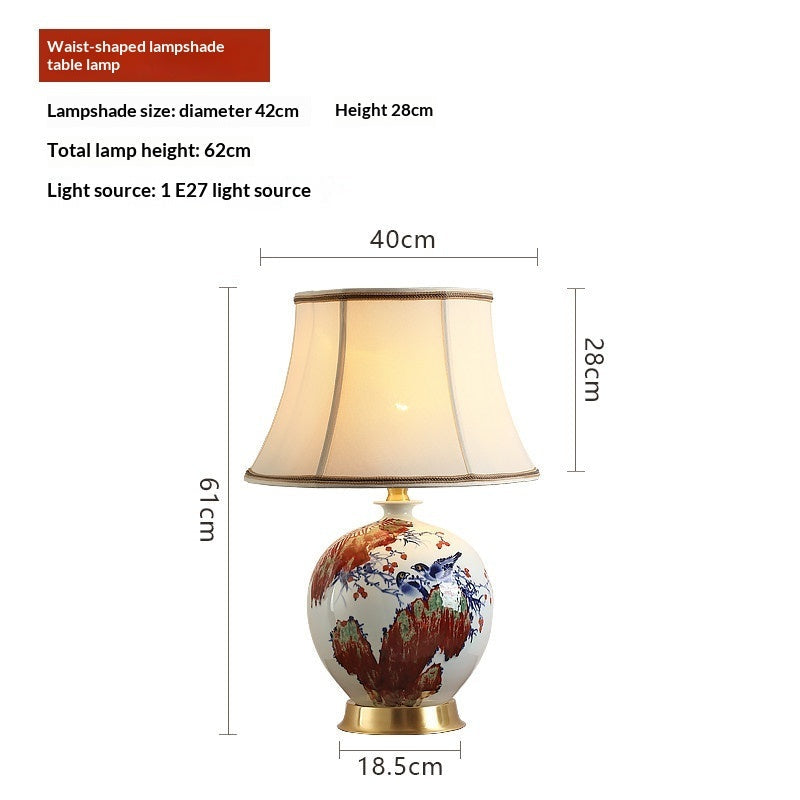 New Chinese-style All-copper Ceramic Table Lamp