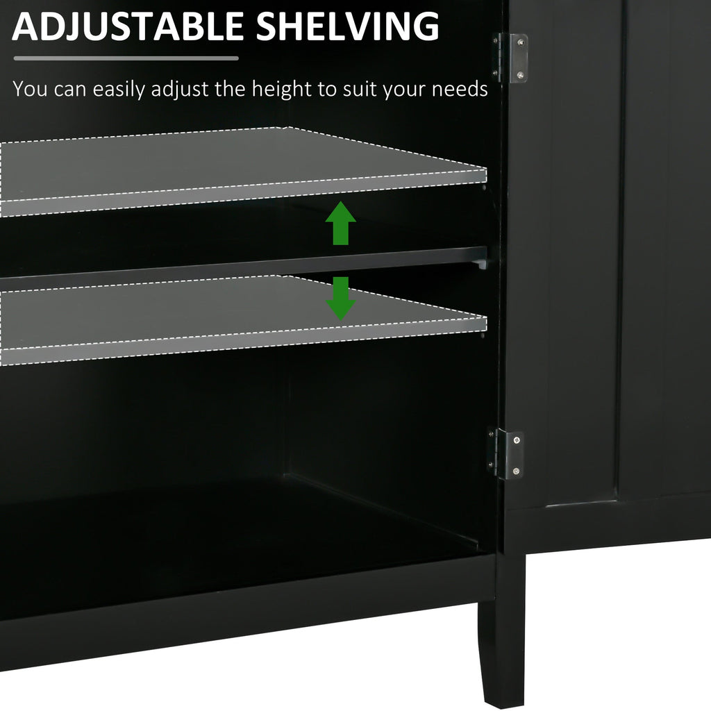 Black Sideboard Buffet Cabinet with 2 Doors and Adjustable Shelves
