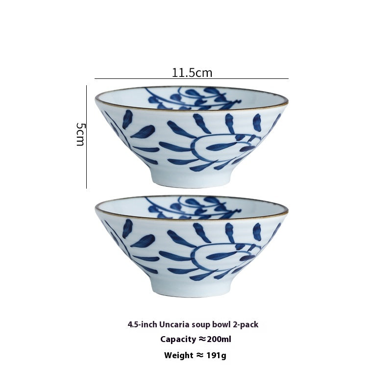 High Temperature Underglaze Ceramic Bamboo Hat Style Soup Bowl
