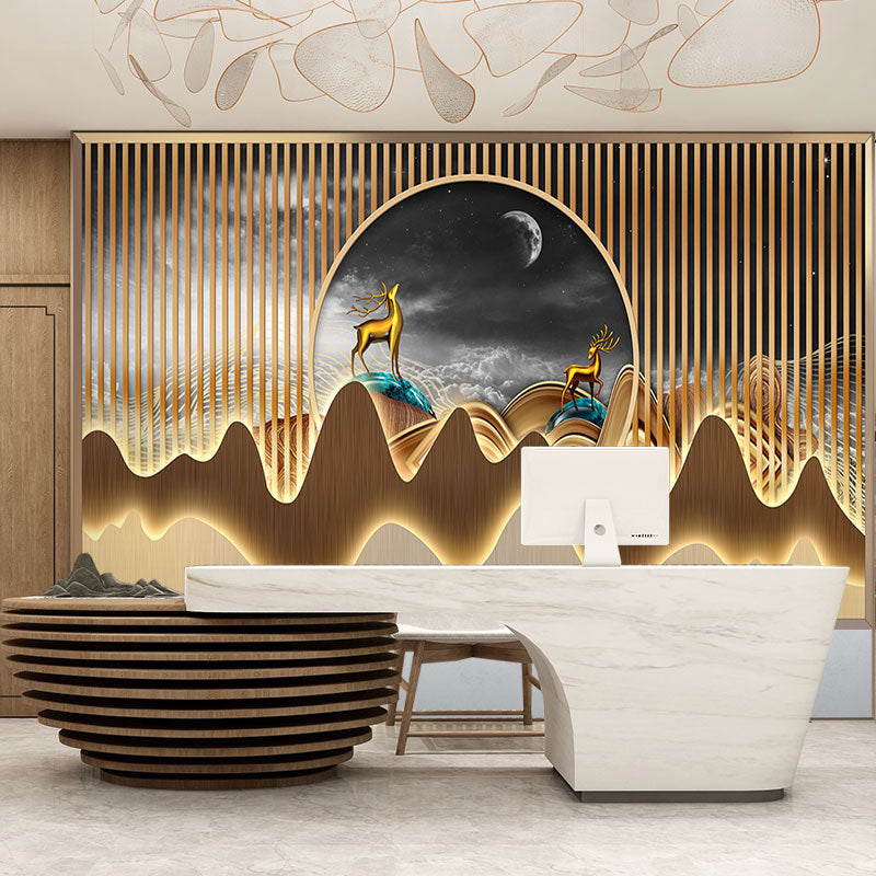 Luxury Chinese Silk Cloth Office Wallpaper Mock Partition