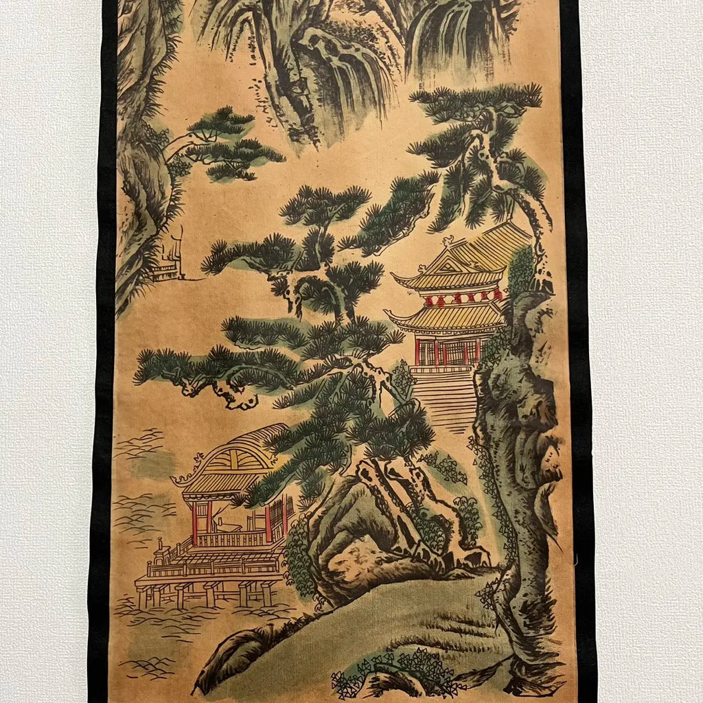 Chinese rice paper living room scroll painting four screens wall decoration hanging picture Wang Yun building