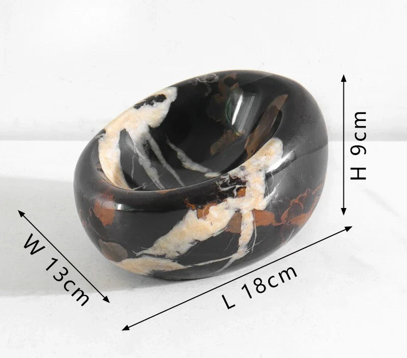 French Wabi-Sabi Marble “Bird’s Nest” Tray – Stone Jewelry & Sundry Dish (18×13×9cm)