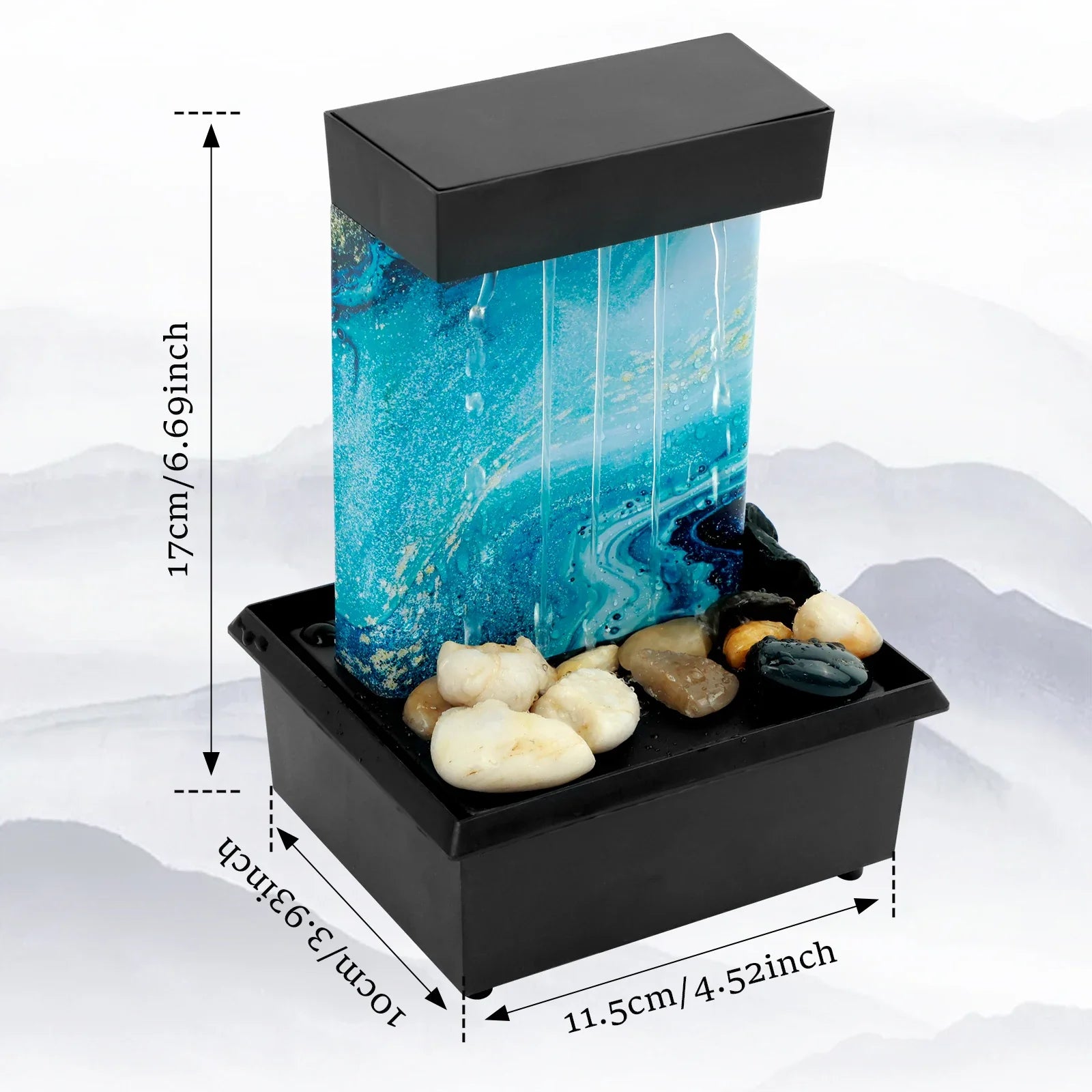 Tabletop Fountain Decor Water Landscape Ornament Attract Wealth Relax Zen Meditation for Table Office Home Bedroom Art Adornment