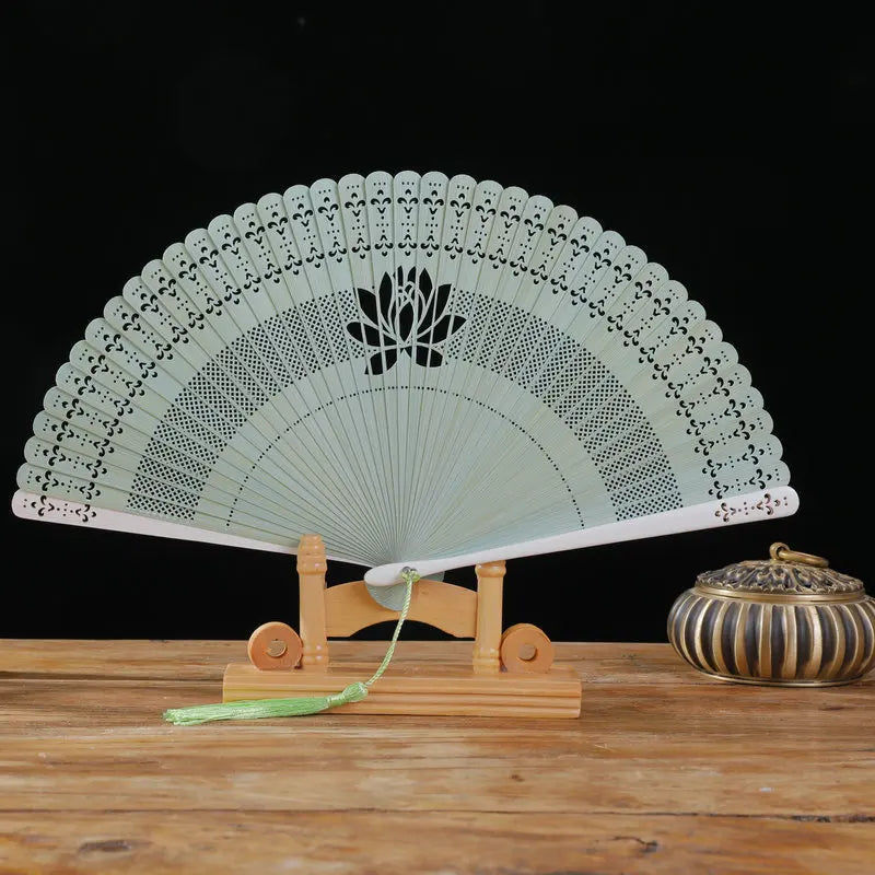 New Chinese Super Fairy Lotus Small Fan Hanfu Qipao Women's Hollow Fan Wedding Photography Props Folding Fan