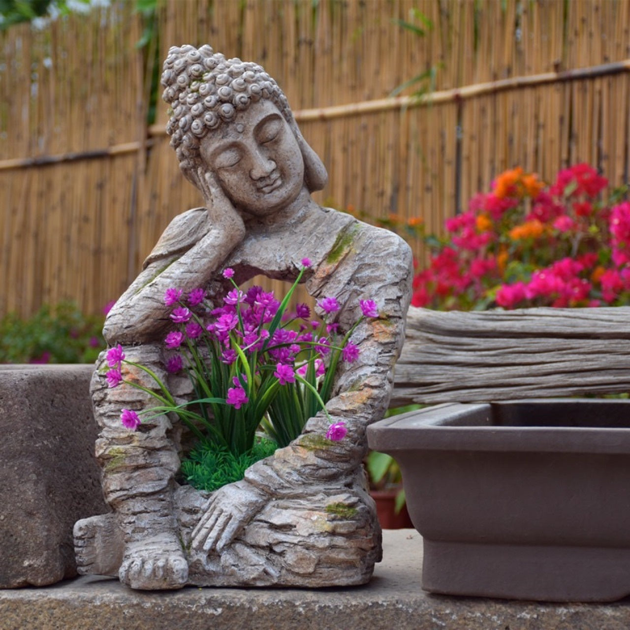 Resin Zen Buddha Garden Statue – Indoor & Outdoor Asian Home Decor