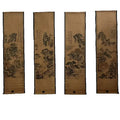 Chinese Ancient Paper Calligraphy Paintings Scrolls, Poems Famous Calligraphy landscape artists Four Map Art Decorative