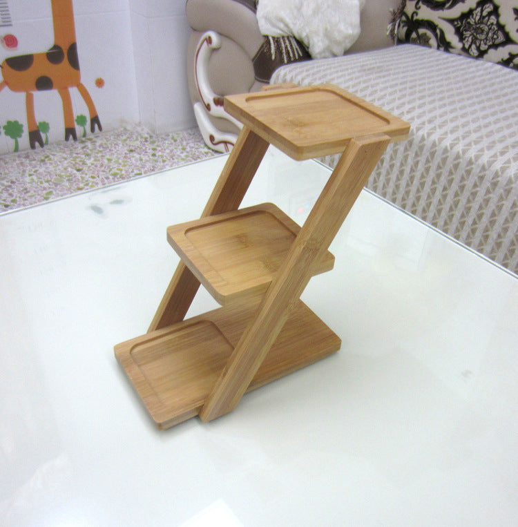 Small Multi-Tier Wood Plant Stand for Balcony Office