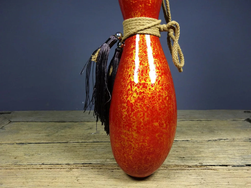 Old Carved Gourd Lacquerware – Natural Calabash Wealth Ornament (18cm)