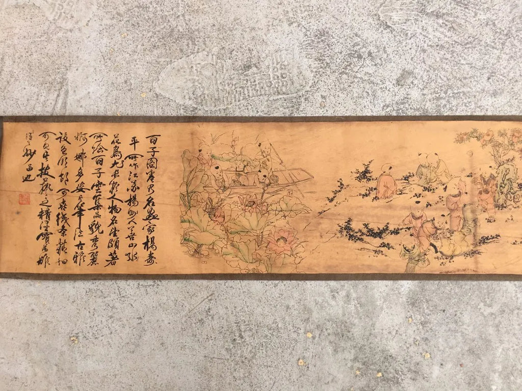 Ancient Chinese Calligraphy Scroll – “Baizi” Picture Scroll (30×405cm)