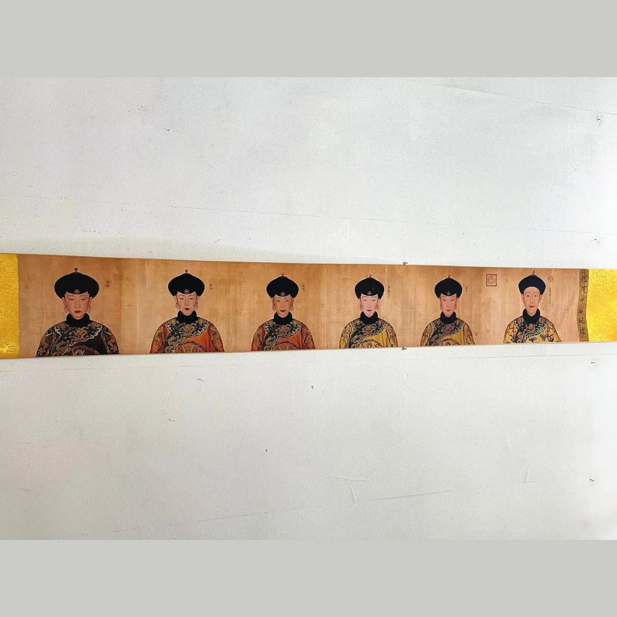 Replica of Old Chinese Design Long Scroll Painting Qian Long Emperor Empress Portrait