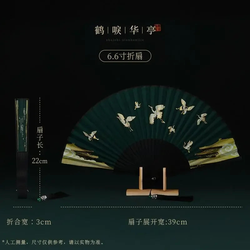 Xianhe Printing and Dyeing Folding Fan Ancient Style Hairpin Hanfu Fan Headwear New Chinese Accessories Women's Travel Matching