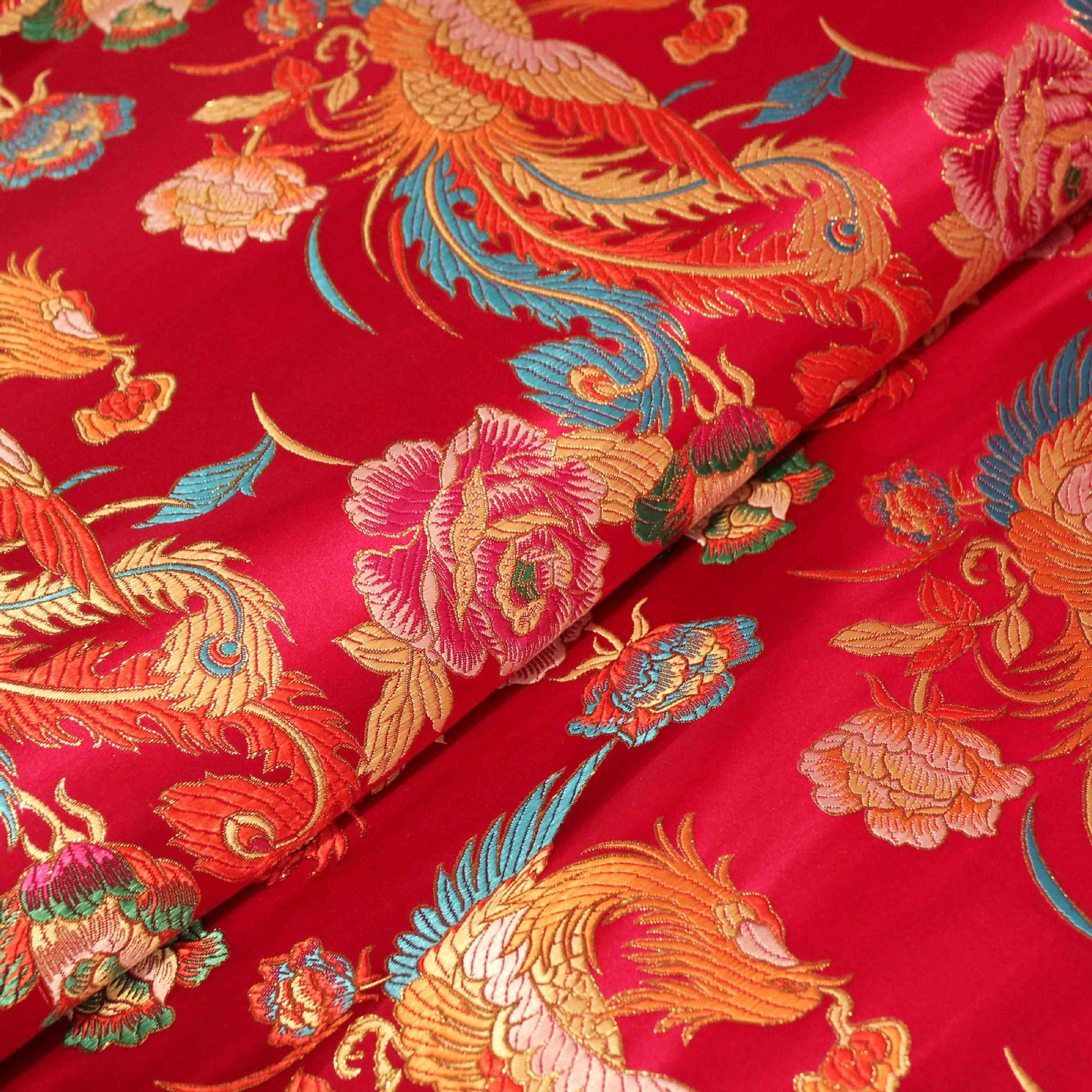 The Imperial Threads: Phoenix & Dragon Embroidered Cheongsam Fabric