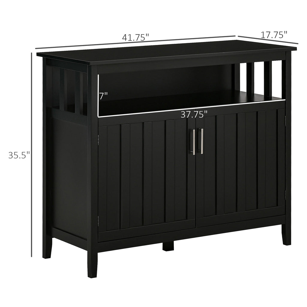 Black Sideboard Buffet Cabinet with 2 Doors and Adjustable Shelves