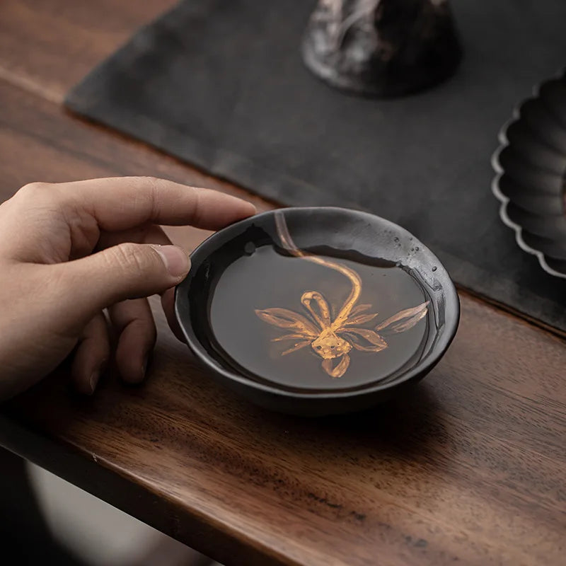 90 ml Wabi-Sabi Ceramic Lotus Tea Cup – Handmade