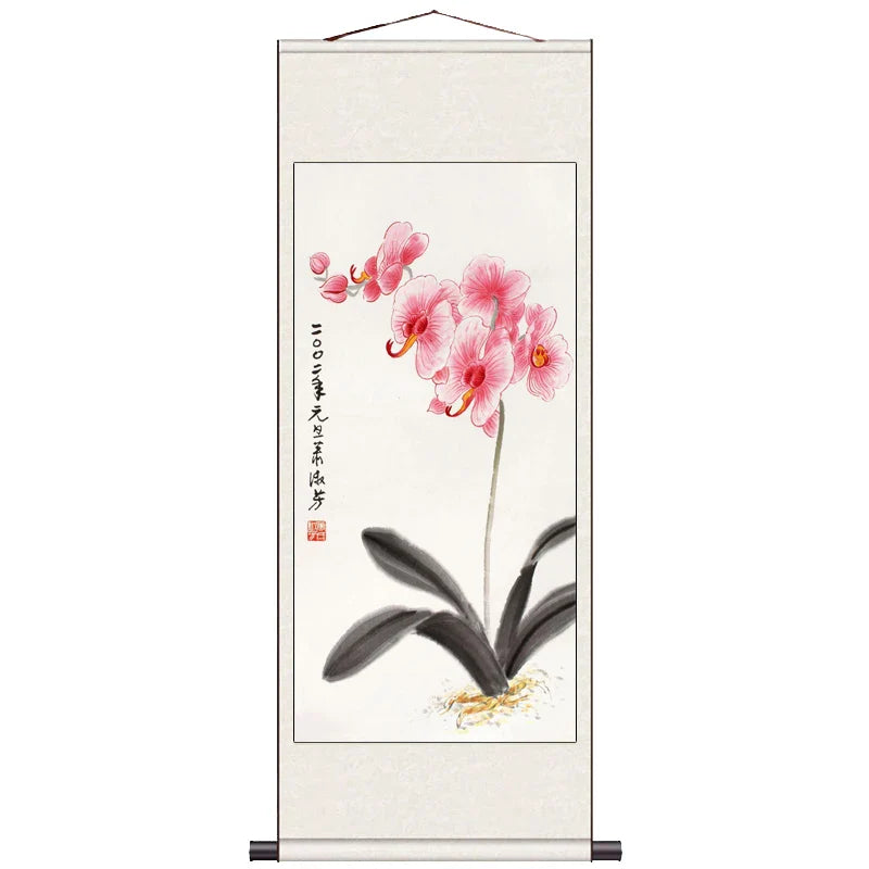 Peach Blossom Double Swallow Decorative Calligraphy and Painting Silk Gift Room Decor Aesthetic Wall Art Home Decor