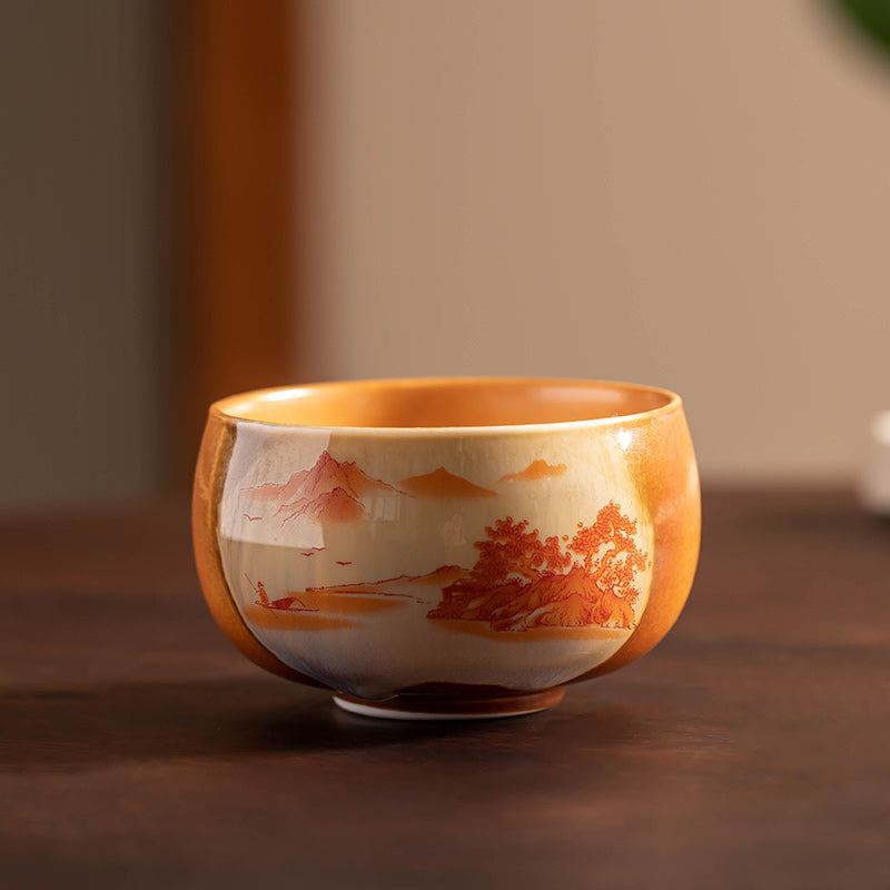 Traditional Chinese Porcelain Master Cup – Hand-Painted Landscapes