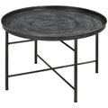 Modern Hammered Tray Top Coffee Table - 24" Round with Sturdy Metal Frame for Stylish Interiors