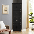 Tall Cabinet with Doors and 4 Shelves for Living Room, Kitchen, Office, Bedroom, Bathroom, Modern, Black