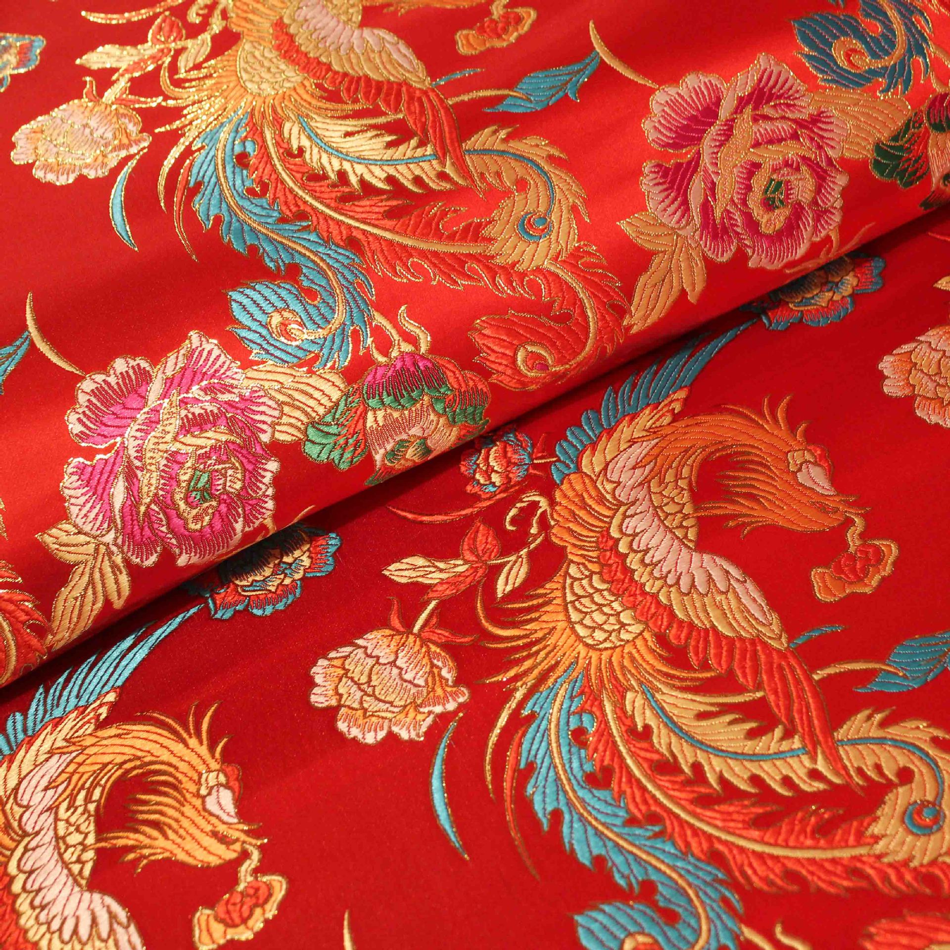 The Imperial Threads: Phoenix & Dragon Embroidered Cheongsam Fabric