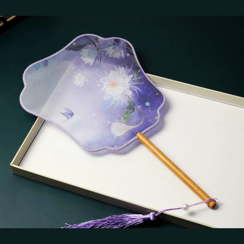 New Chinese Vintage Flower Embroidery Round Hand Fan Chinese Palace Hanfu Floral Silk Hand Fan Craft Wedding Gift For Guests New