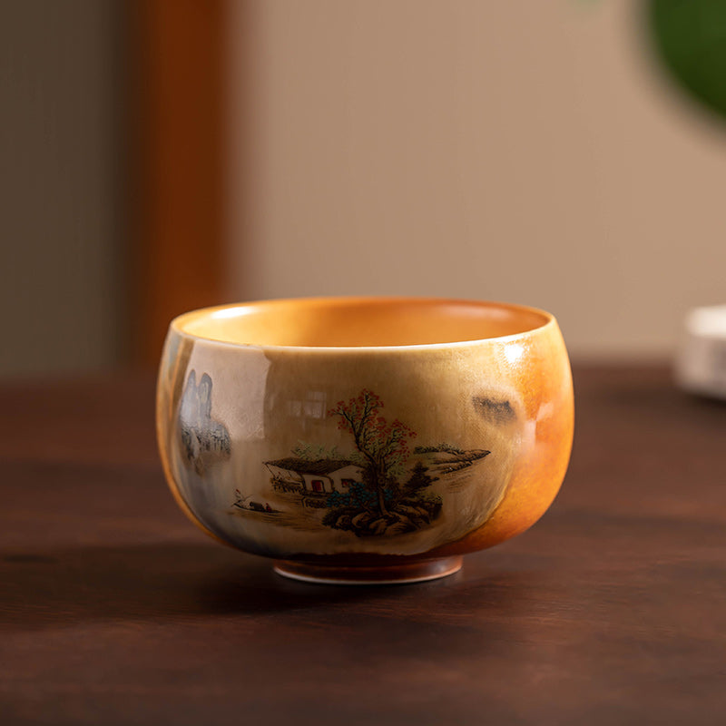 Traditional Chinese Porcelain Master Cup – Hand-Painted Landscapes