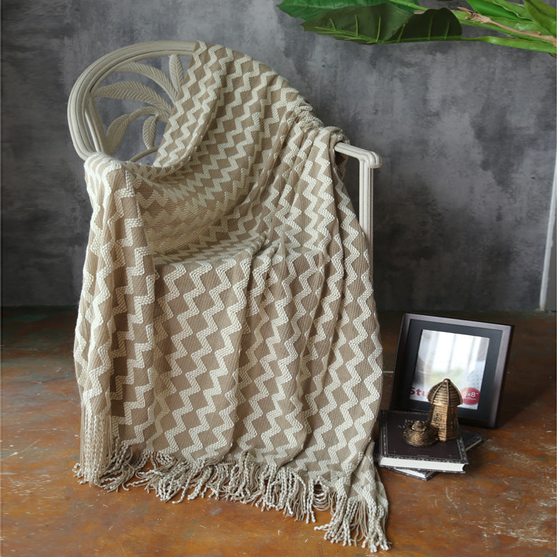 Geometric Knitted Chenille Throw Blanket