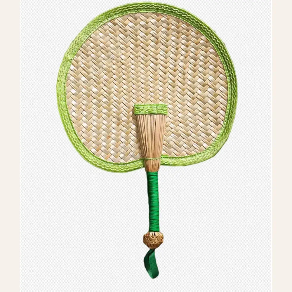 Colorful Handmade Fan Chinese Style Heart Shaped Straw Bamboo Woven Fan Summer Anti-Mosquito Cooler Handfan Home Decor Pendants