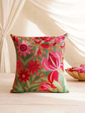Multicolour Kashmiri Crewel Cotton & Silk Cushion Cover