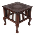 Handmade Wooden Stool and Side Table Set – Brown