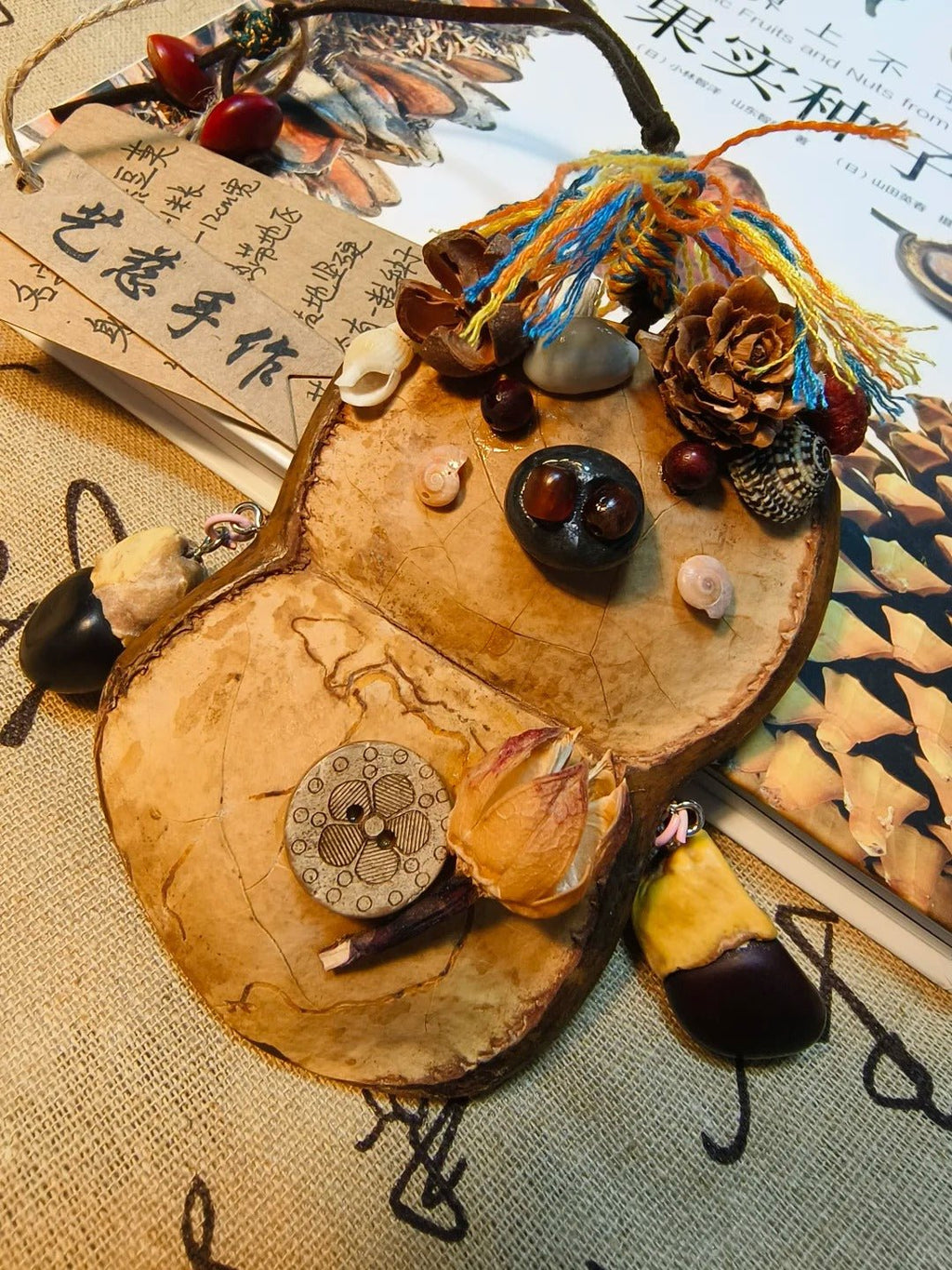 Handmade Entada Pod Ornament with Spinning Feature – Nature-Inspired Gift
