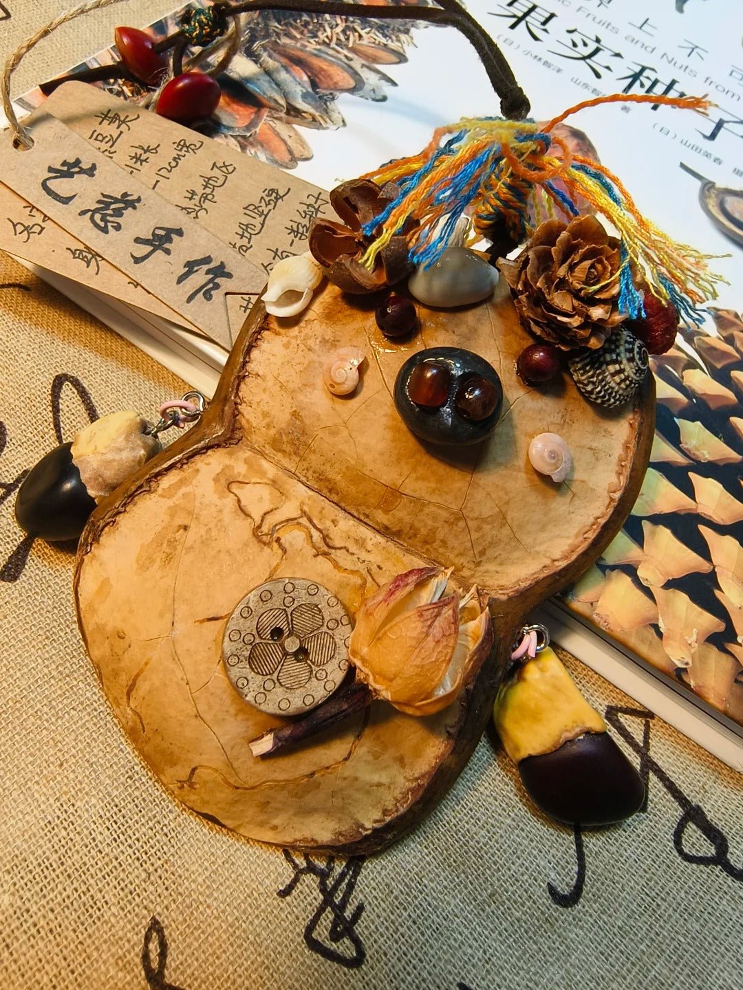 Handmade Entada Pod Ornament with Spinning Feature – Nature-Inspired Gift