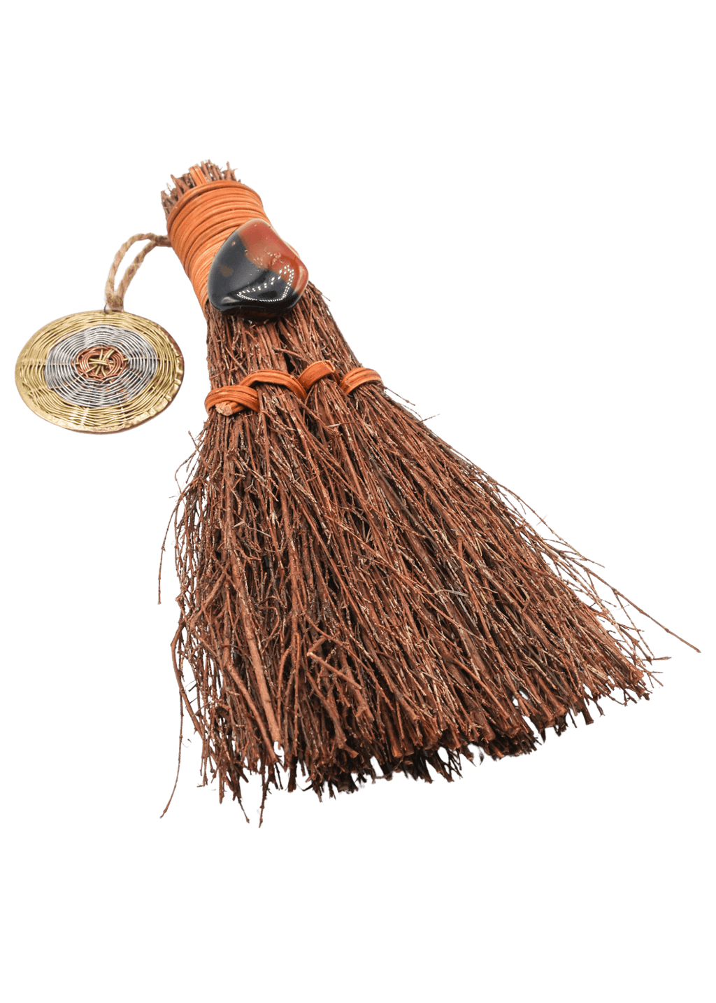 Red & Black Agate Pumpkin Witch's Broom