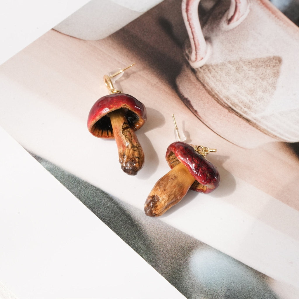 Real Golden Chanterelle Mushroom Earrings